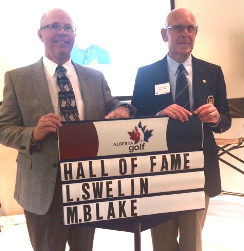 The Pair Of Les Swelin (Left) And Martin Blake Were The 33rd and 34th Inductees To Settle Into A Spot In The Alberta Golf Hall Of Fame After A Ceremony At The Sundre Golf Club On May 17. Photo by Gord Montgomery.