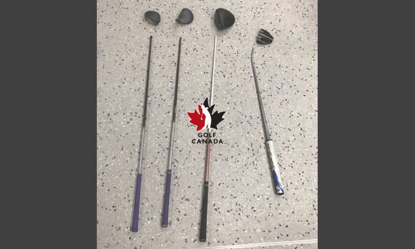 Team Canada Member Maddie Szeryk's Beheaded Golf Clubs. (Photo/Golf Canada) Maddie Szeryk's Beheaded Golf Clubs