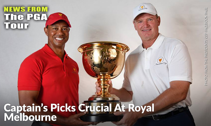 U.S. Team Captain Tiger Woods and International Team Captain Ernie Els. Tiger Woods and Ernie Els