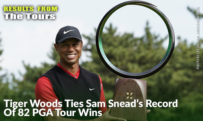 Tiger Woods Poses With His Trophy After Winning The ZOZO Championship. Tiger Woods wins ZOZO Championship