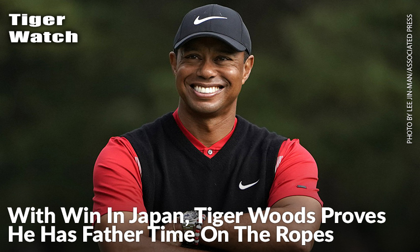 Tiger Woods Smiles During A Winner's Ceremony After Winning The ZOZO Championship. Tiger Woods