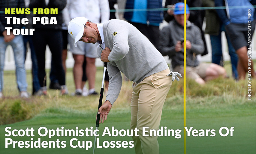Adam Scott Putts During A Practice Session Ahead Of The Presidents Cup. Adam Scott