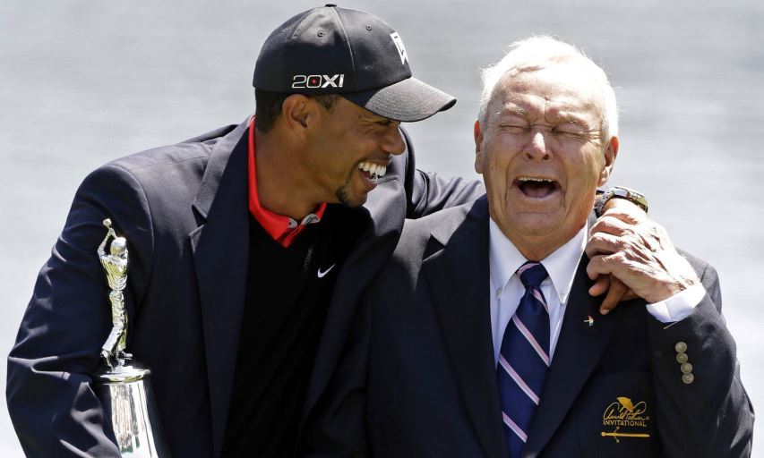 Tiger Woods and Arnold Palmer