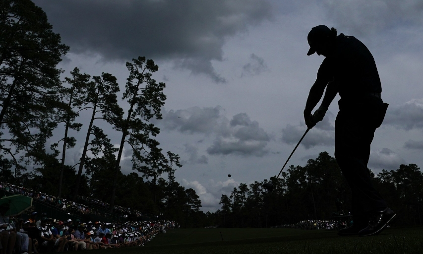 Phil Mickelson hits a drive on the 14th hole during the second round for the Masters. (AP Photo/David J. Phillip) Phil Mickelson