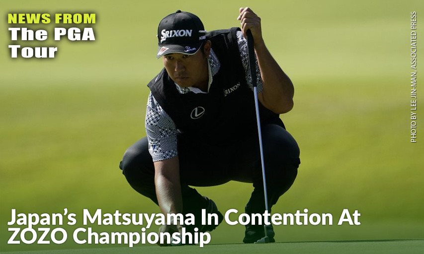 Hideki Matsuyama Lines Up A Putt On The 11th Hole During The Second Round Of The ZOZO Championship. Hideki Matsuyama