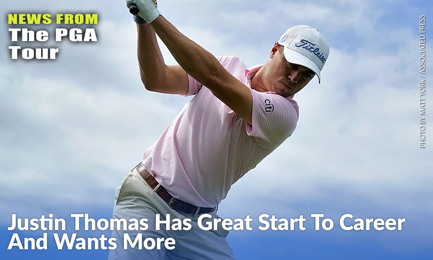 Justin Thomas Hits From The First Tee During The Tournament of Champions Pro-Am. Justin Thomas