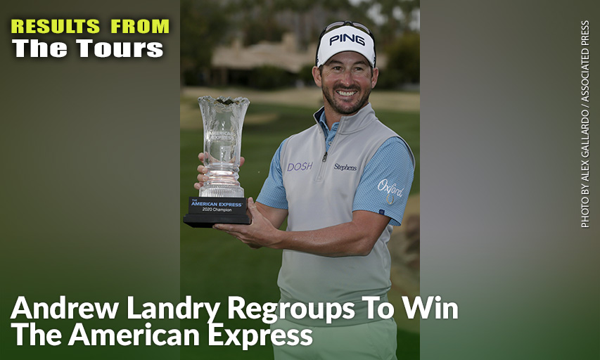 Andrew Landry Holds His Trophy After Winning The American Express. Andrew Landry