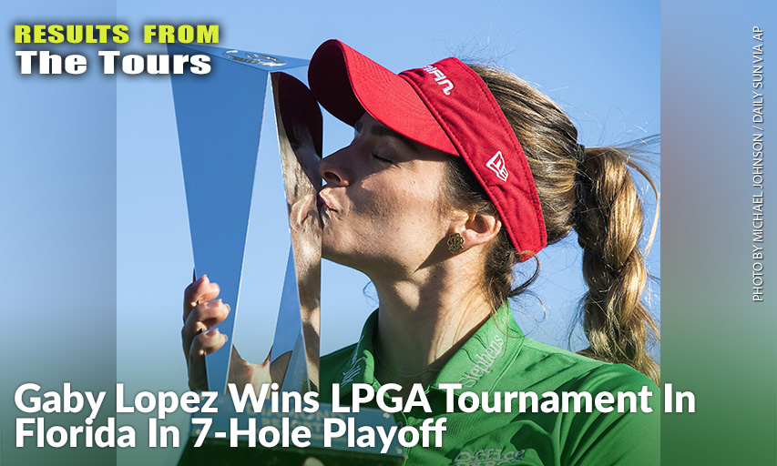 Gaby Lopez Kisses The Trophy After Winning The 2020 LPGA Tournament of Champions. Gaby Lopez