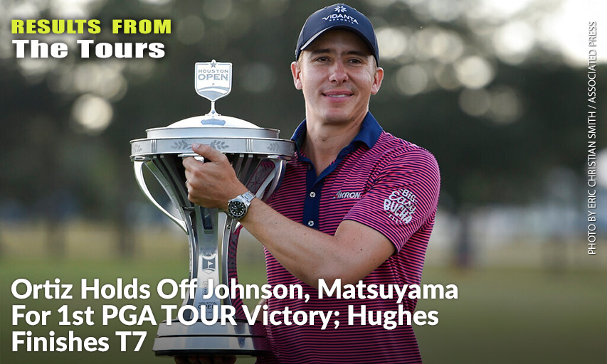 Carlos Ortiz Holds The Champion's Trophy After Winning The Houston Open. Carlos Ortiz