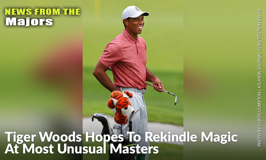 Tiger Woods Smiles On The Practice Range At Augusta. Tiger Woods