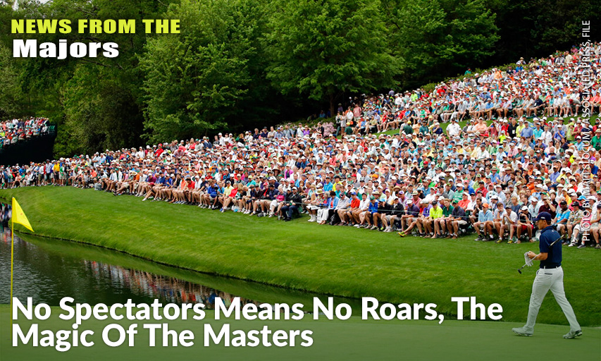 Jordan Spieth Waits To Putt On The 16th Hole During The Fourth Round Of The 2015 Masters. The Hole Is One Of The Largest Gathering Spots On The Course.