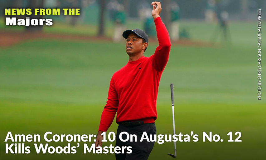 Tiger Woods Reacts After A Near Chip In On The Second Hole During The Final Round Of The 2020 Masters. Tiger Woods