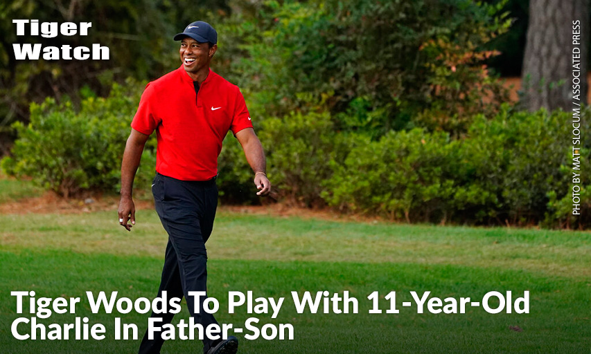 Tiger Woods Walks Up The 17th Fairway During The Final Round Of The 2020 Masters. Tiger Woods