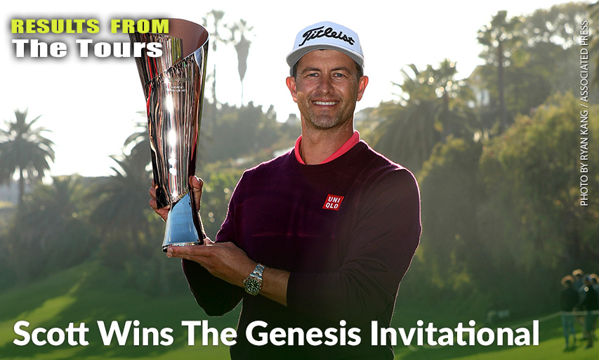 Adam Scott Poses With His Trophy On The 18th Green After Winning The Genesis Invitational At Riviera Country Club. Adam Scott