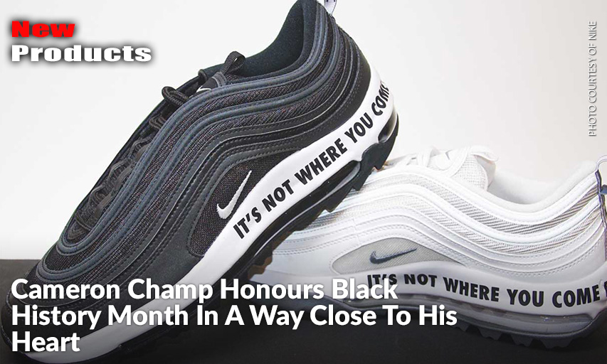 Cam Champ's Shoes Honouring His Grandfather's Favorite Saying, "It's Not Where You Come From, It's Where You're Going."