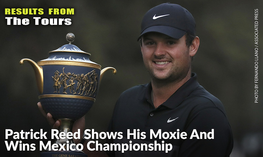 Patrick Reed Poses With The Trophy After Winning The WGC-Mexico Championship. Patrick Reed