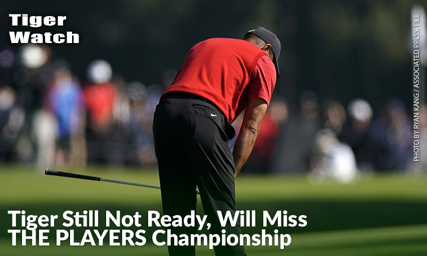 Tiger Woods Reacts After Hitting His Third Shot On The 11th Hole During The Final Round Of The 2020 Genesis Invitational. Tiger Woods