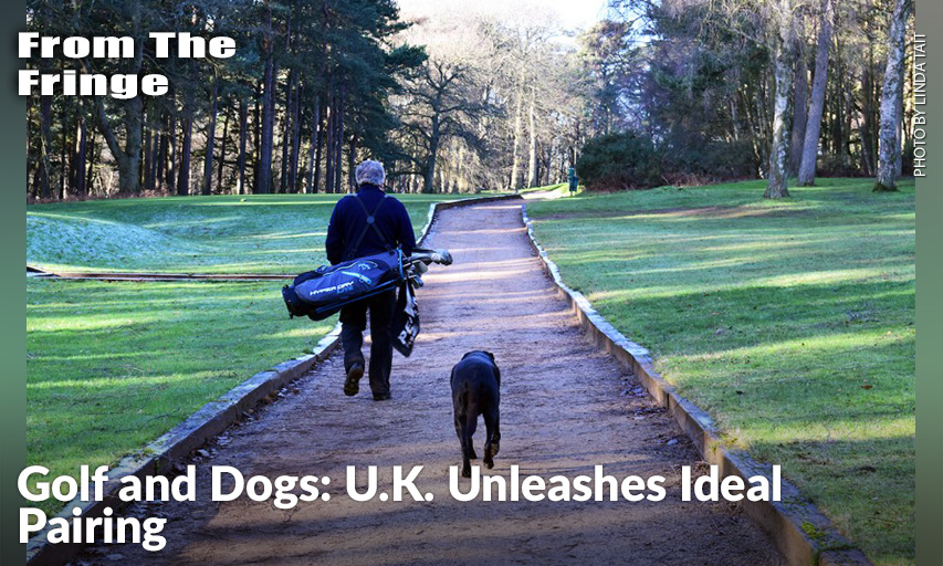Alistair Tait And His Dog, Izzy, An 11½-Year-Old Black Labrador Retriever, Enjoy A Late-Day Round At Woburn Golf Club In England.