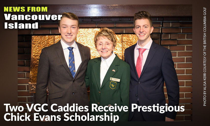 Flanking Evans Scholar Coordinator Berne Neufeld Are Victoria Caddies, Lachlan Stewart (L) And Laszlo Torok (R), Who Have Been Awarded Full-Ride Scholarships To The University Of Washington-Seattle For Fall 2020.
