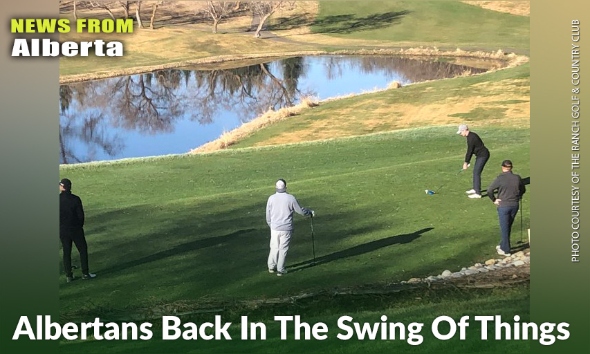 The Ranch Golf & CC Just Outside Edmonton Was Set And Ready To Go On Day One Of A New Golf Season. Pictured Is The First Foursome Off The Tee. The Course's First Day Tee Times Were Sold Out In 13 Minutes. The Ranch Reported No Issues With The New Protocols Set Out By The Provincial Government.