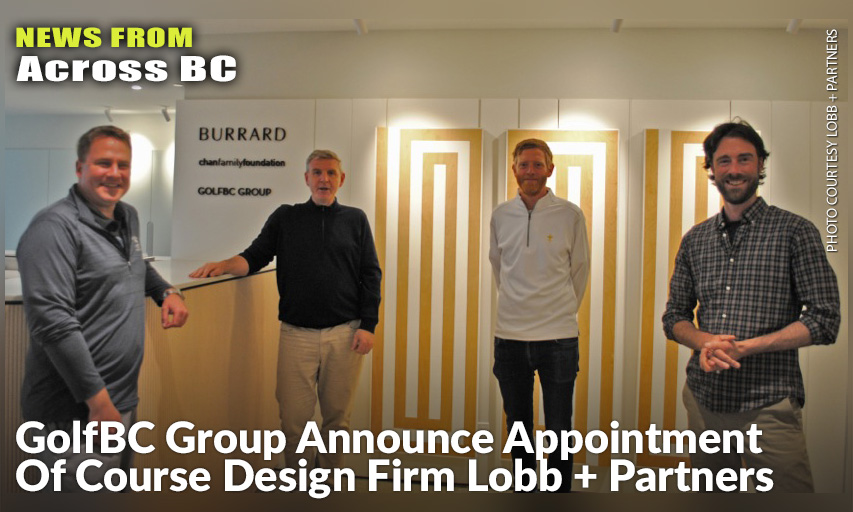 Premier Canadian Multi Golf Operator And Owner GolfBC Group Appoint LOBB + PARTNERS. (From Left) Brett Finlayson, Andy Hedley, Alex Hay, And Oliver Tubb At GolfBC Group HQ In Vancouver.