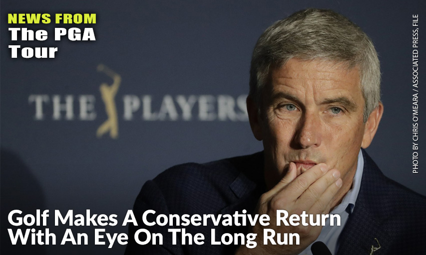 PGA Tour Commission Jay Monahan Is Shown During A News Conference For THE PLAYERS Championship. PGA Tour Commission Jay Monahan