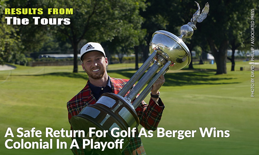 Daniel Berger Poses With The Championship Trophy After Winning The Charles Schwab Challenge. Daniel Berger