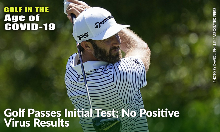 Dustin Johnson Watches His Tee Shot On The 14th Hole During Practice For The Charles Schwab Challenge. Dustin Johnson