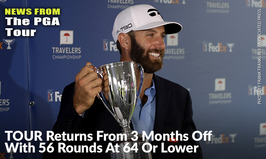 Dustin Johnson Poses With The Trophy After Winning The Travelers Championship. Dustin Johnson