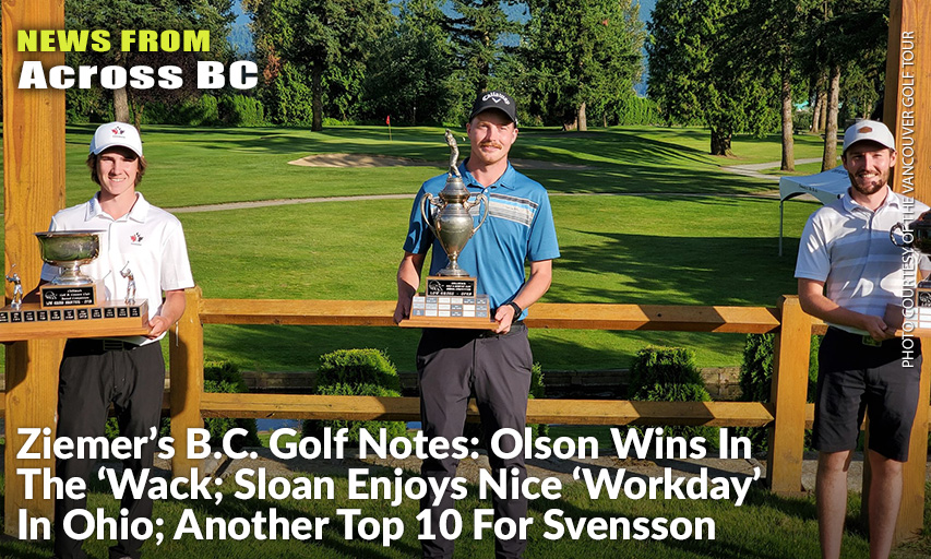 2020 Langley Concrete Chilliwack Men's Open Champion Zach Olson (Middle) Is Flanked By Low Gross Amateur Winner Jace Minni (L) And Overall Net Champion Alex Walker (R).
