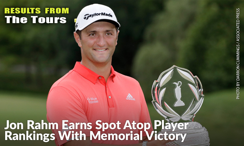 Jon Rahm Poses With The Trophy After Winning The Memorial. Jon Rahm