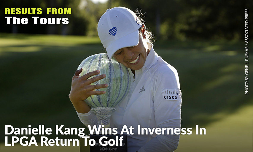 Danielle Kang Hugs The LPGA Drive On Championship Trophy. Danielle Kang