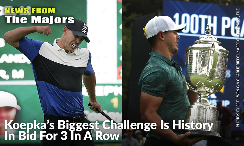 Brooks Koepka Won The 2019 (L) & 2018 (R) PGA Championship And Will Try To Go For A Third Straight PGA Championship Title, Becoming The First Player To Win Three Straight PGAs In Stroke Play. Brooks Koepka