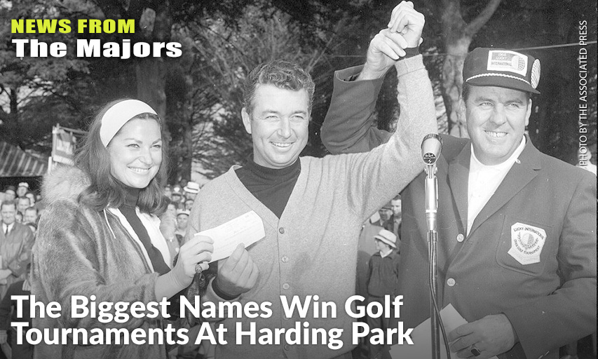 John Keane (R), General Chairman Of The 1966 Lucky International Golf Tournament, Raises The Hand Of Ken Venturi After Presenting Him With The Winner's Cheque Of US$8,500 At Harding Park. Helping Ken Hold The Cheque Is His Wife, Connie. The PGA TOUR Made An Annual Stop At Harding Park In The 1960s, And It Produced A Pretty Stout Roll Call Of Champions. The Most Popular Winner Was Venturi, Who Grew Up In San Francisco Playing The Municipal Course.