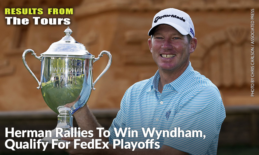 Jim Herman Holds The Championship Trophy After Winning The 2020 Wyndham Championship. Jim Herman