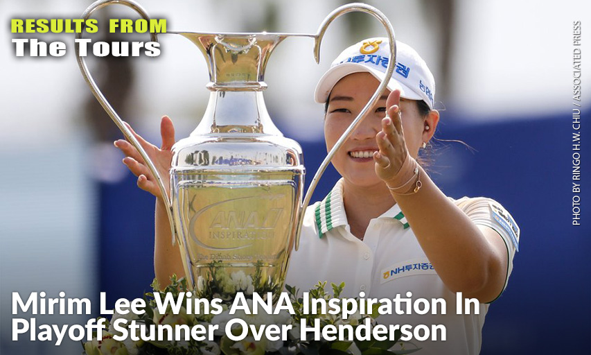 Mirim Lee Receives The Championship Trophy After Winning The LPGA's ANA Inspiration. Mirim Lee