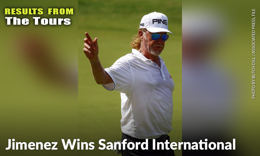 Miguel Angel Jimenez Reacts After Making A Birdie Putt On The 16th Green During The Final Round Of The Regions Tradition. Miguel Angel Jimenez