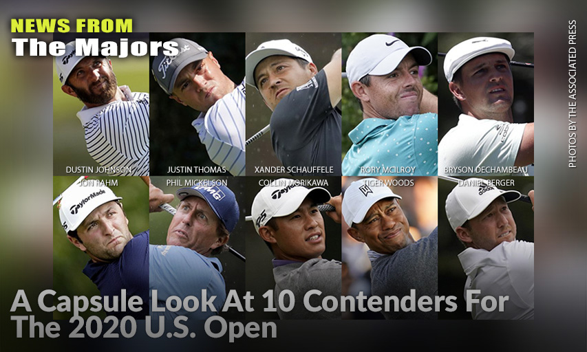 (Top Row, From Left) Dustin Johnson, Justin Thomas, Xander Schauffele, Rory McIlroy, Bryson DeChambeau (Bottom Row, From Left) Jon Rahm, Phil Mickelson, Collin Morikawa, Tiger Woods, Danier Berger