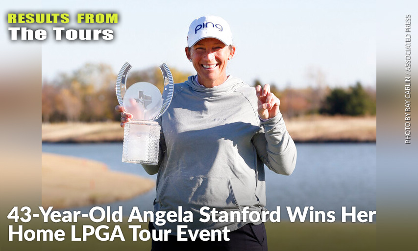 LPGA Volunteers of America Classic Winner Angela Stanford Holds The Champion's Trophy On The 18th Green. Angela Stanford