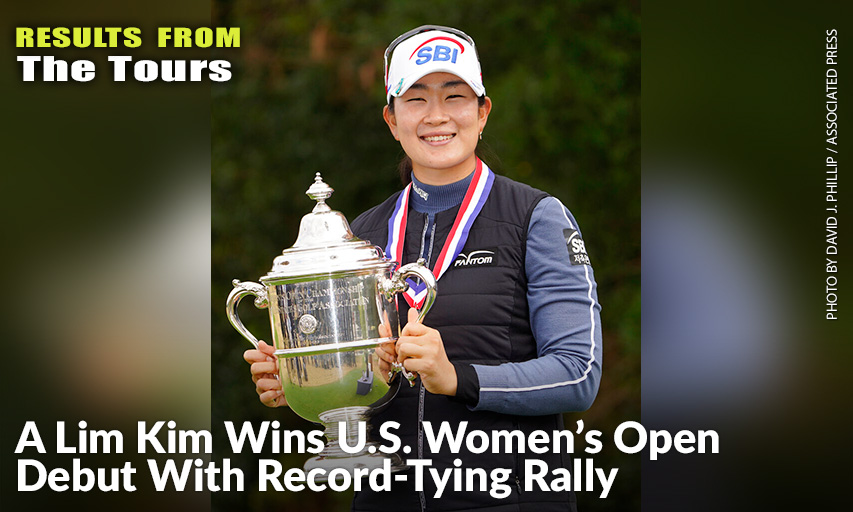 A Lim Kim Holds Up The Championship Trophy After Winning The U.S. Women's Open. A Lim Kim