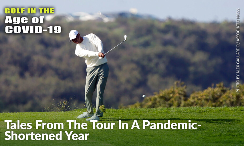 Tiger Woods Plays His Second Shot From The 13th Fairway On The Torrey Pines South Course During The Second Round Of The Farmers Insurance Golf Tournament. A Police Officer Working Crowd Control Accepted A Bet Against Tiger And Handed The $20 Winnings To A Young Boy Tiger Woods