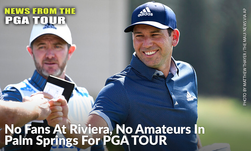 Sergio Garcia Gives A Fist-Bump While Waiting To Hit On The First Tee During The Second Round Of The 2021 Tournament of Champions. Sergio Garcia