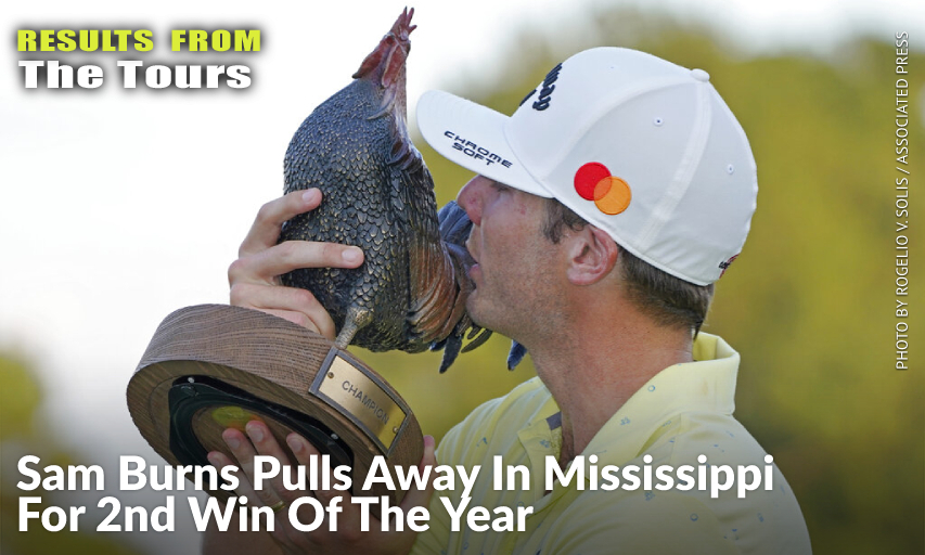 Sam Burns Kisses The Champion’s Trophy After Winning The Sanderson Farms Championship. Sam Burns