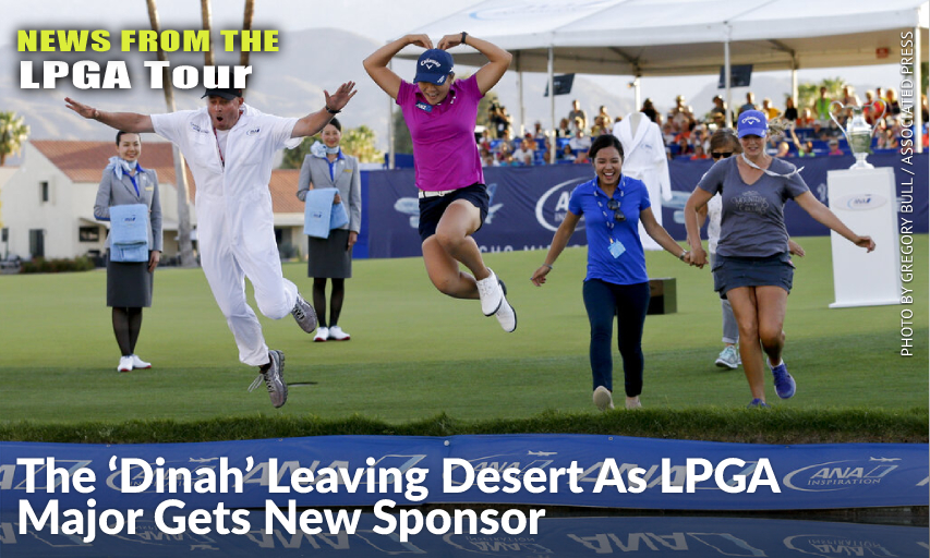 Lydia Ko, In Pink, Forms A Heart As She Jumps Into Champions Lake, or “Poppie’s Pond,’ Alongside Her Caddie, Jason Hamilton After Winning The 2016 ANA Inspiration. The Longtime Major Is Leaving For The Houston Area In 2023 Under A New Sponsorship With Chevron.