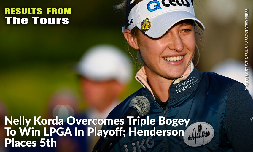 Nelly Korda Talks To The Crowd Gathered At The 18th Green After Winning The LPGA Pelican Women’s Championship. Nelly Korda