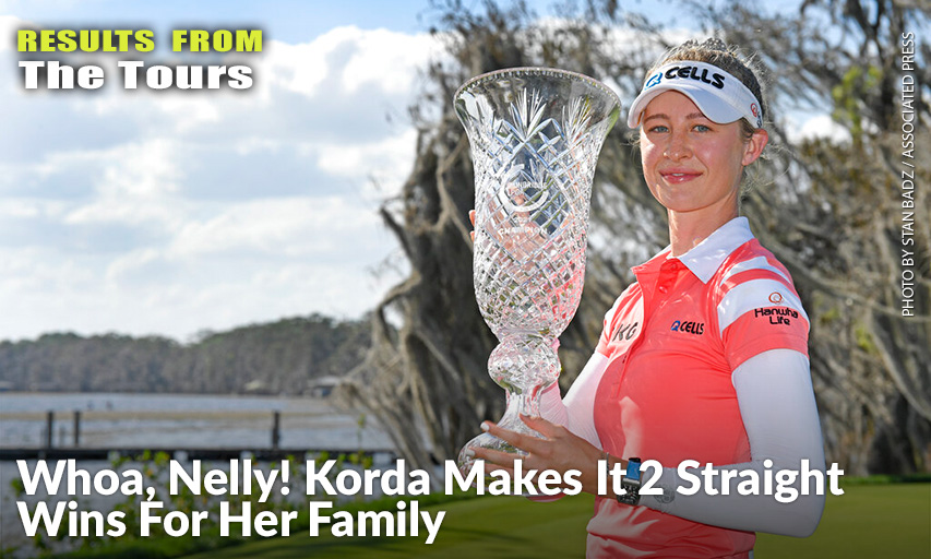 Nelly Korda Celebrates With The Winner's Trophy After The Final Round Of The Gainbridge LPGA. Nelly Korda
