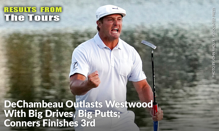Bryson DeChambeau Celebrates After Sinking A Putt To Win The 2021 Arnold Palmer Invitational. Bryson DeChambeau 2021 Arnold Palmer Invitational winner