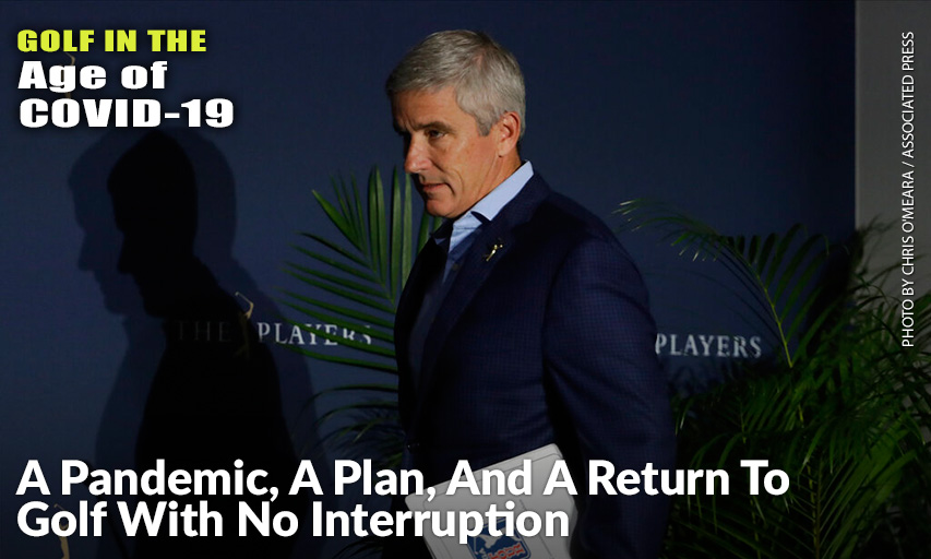 PGA TOUR Commissioner Jay Monahan During A News Conference At The 2020 THE PLAYERS Championship. After A Three-Month Shutdown Because Of The COVID-19 Pandemic, The Tour Has Staged 36 Events In 39 Weeks Without Interruption. PGA TOUR Commissioner Jay Monahan