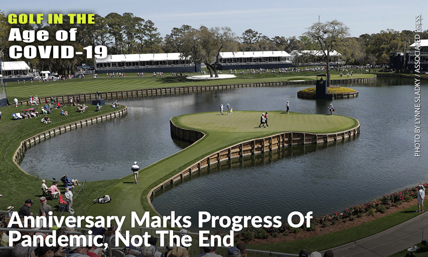 Cameron Champ, Nate Lashley, Kevin Tway, And Their Caddies, Walk The 17th Green, During The First Round Of The 2020 THE PLAYERS Championship.