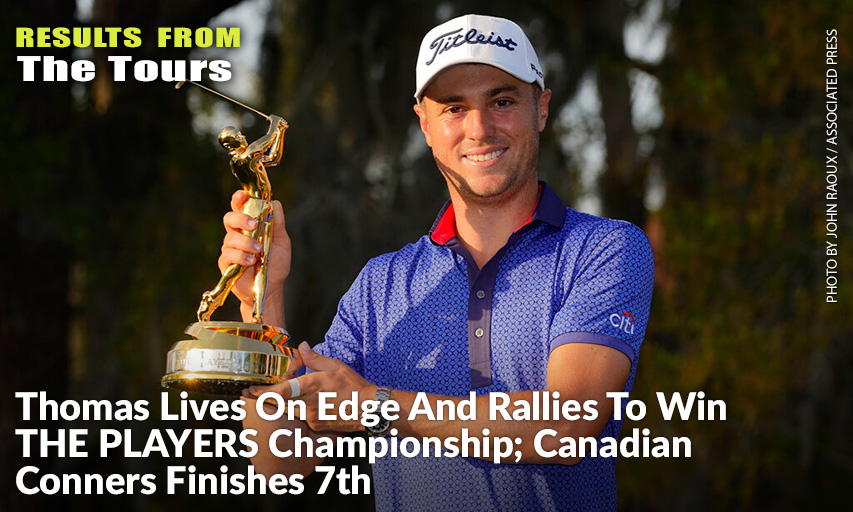 Justin Thomas Holds The Trophy After Winning THE PLAYERS Championship. Justin Thomas THE Players Championship 2021 Winner